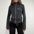 Black grunge jersey Zip-up sweater