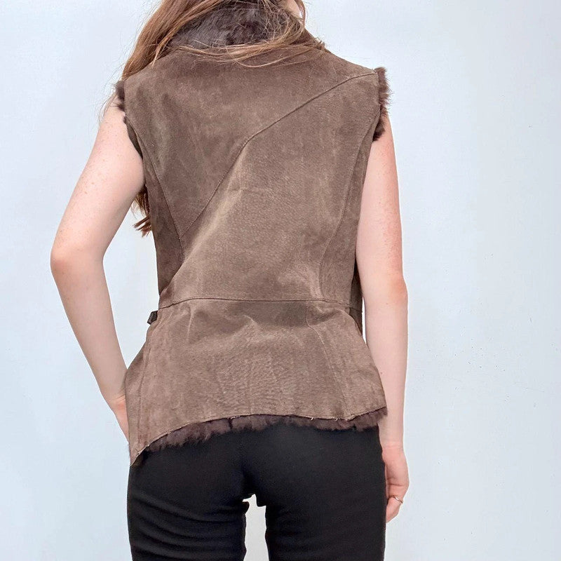 brown suede boho gilet