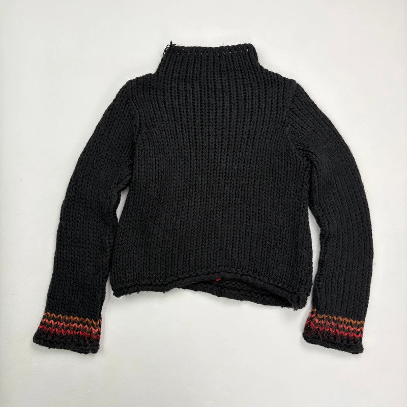 black cropped chunky knit argyle jumper