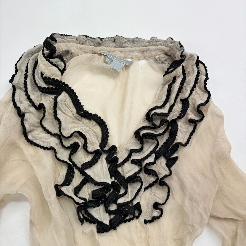 Lace Silk Ruffle Blouse
