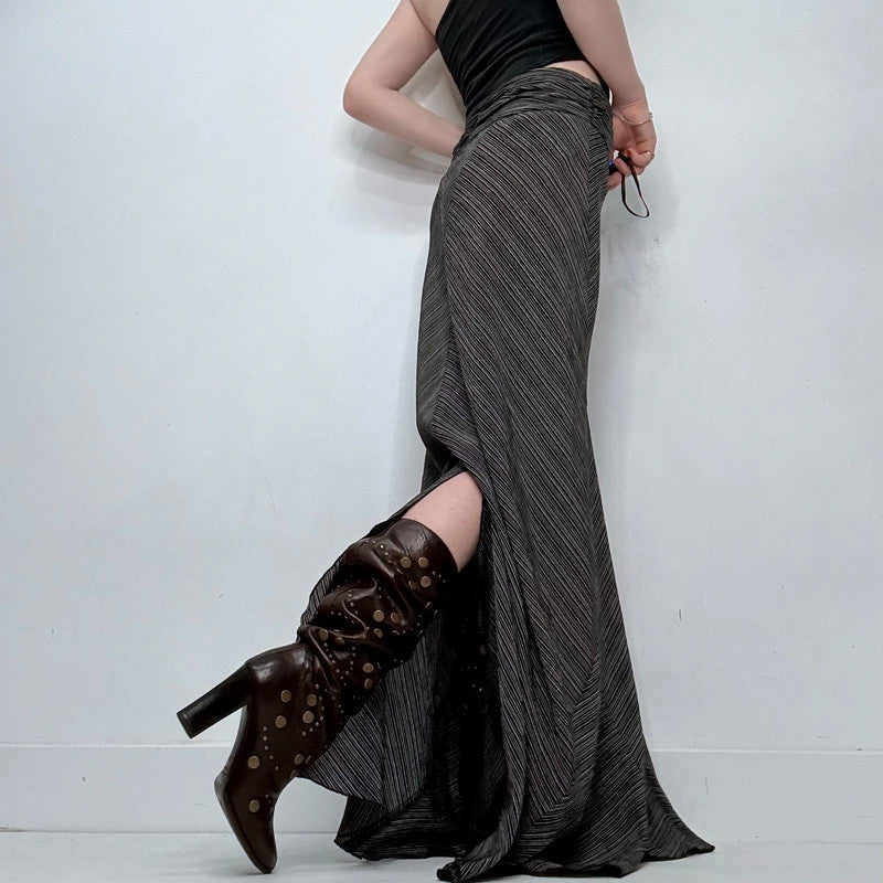 black pinstripe long maxi skirt