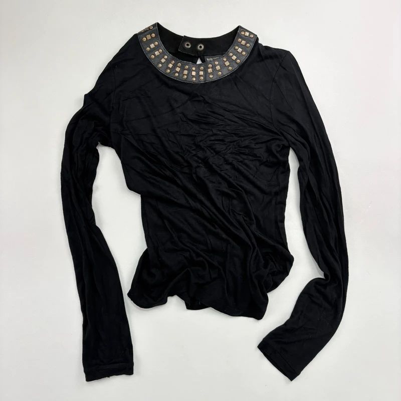 Kate moss for topshop Black Studded Leather T-Shirt