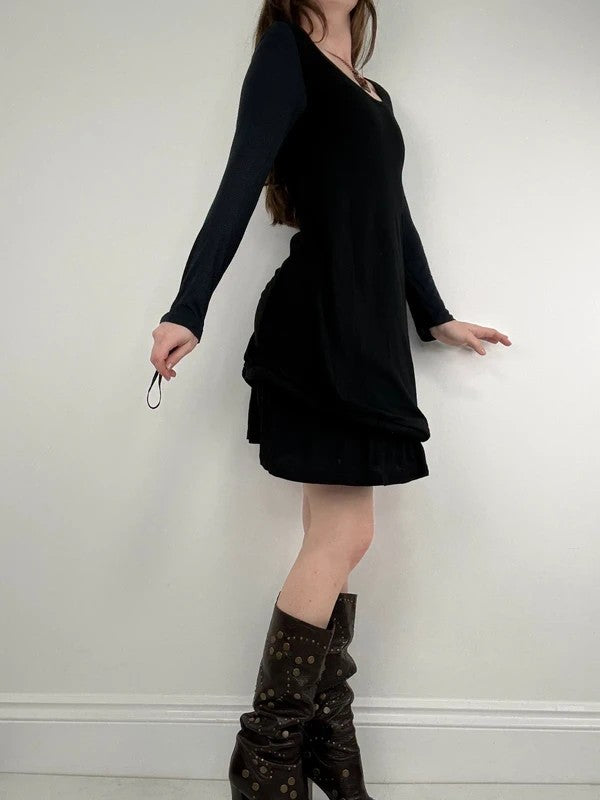 Cop Copine structured vintage black jersey midi dress