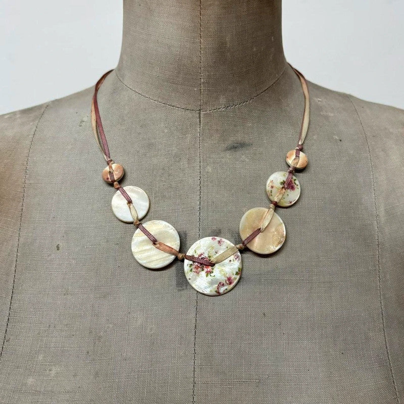 Pearl button charm necklace