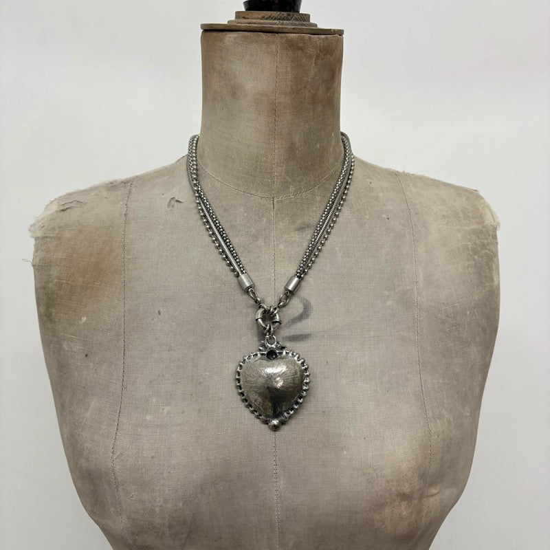 silver metal heart necklace