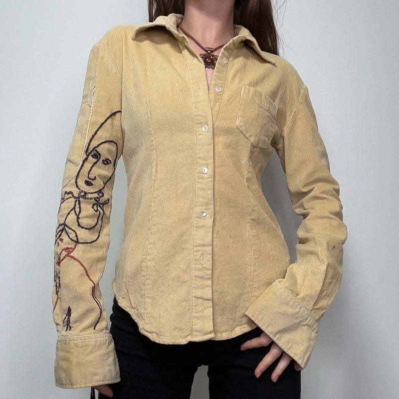embroidered western corduroy shirt