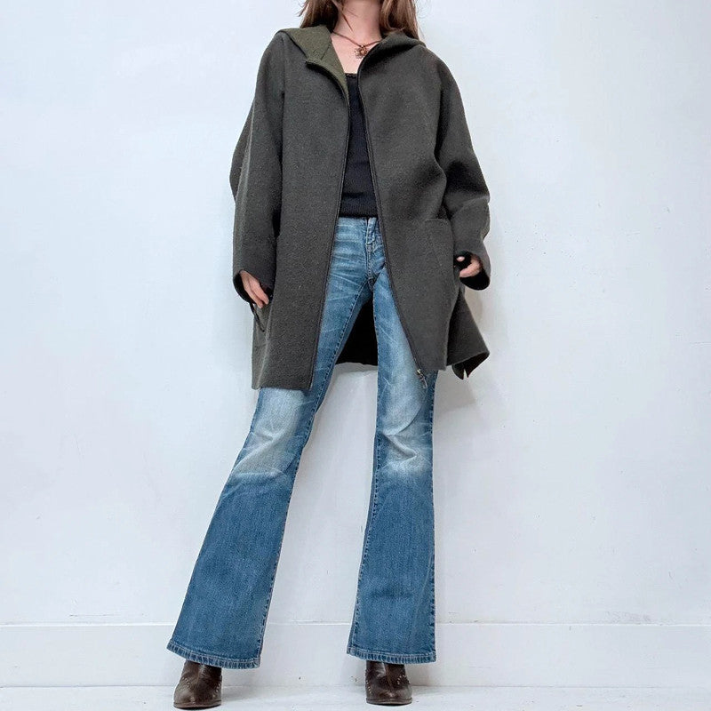 grey wool oversized jacket hoodie