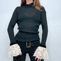 black ribbed slouchy gothic lace shirt