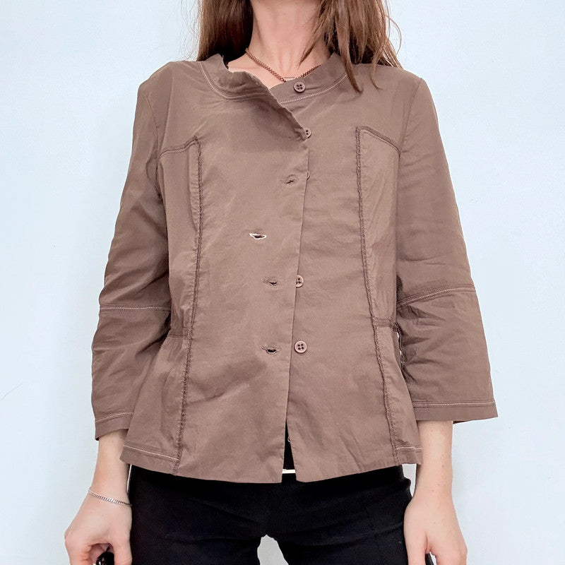 asymmetric brown fitted jacket
