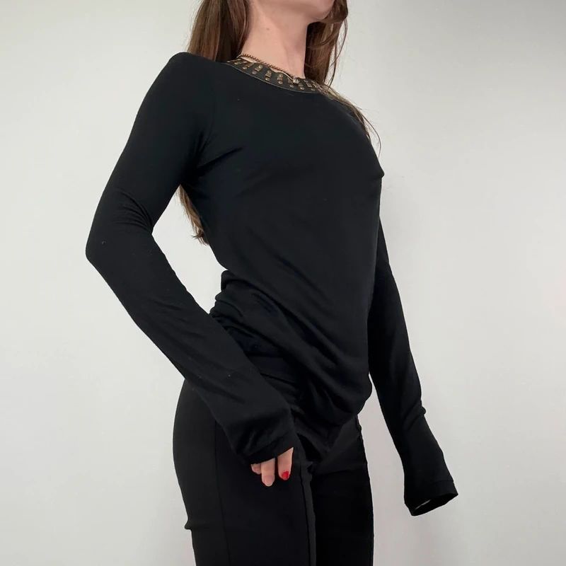 Kate moss for topshop Black Studded Leather T-Shirt