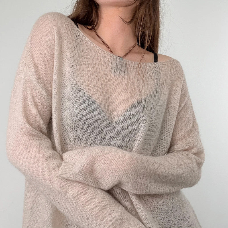 sheer slouchy mohair knit jumper