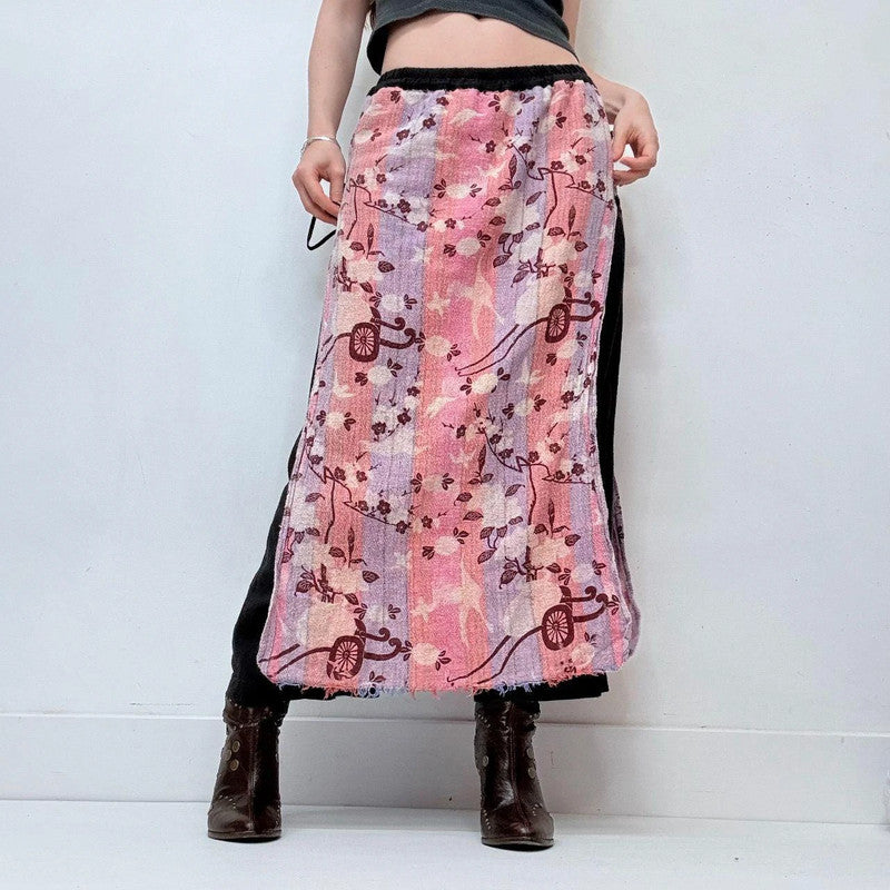 pink layered trousers flap skirt