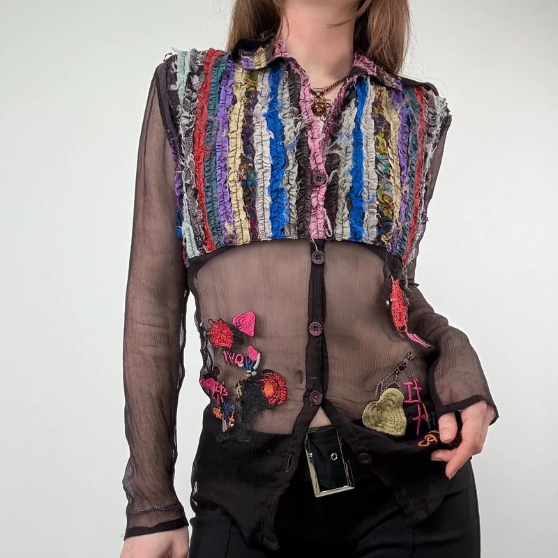 Desigual embroidered Sheer Shirt