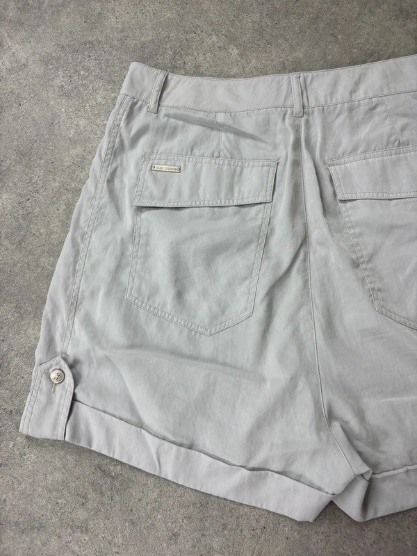 Cop Copine baby blue pleated cargo shorts