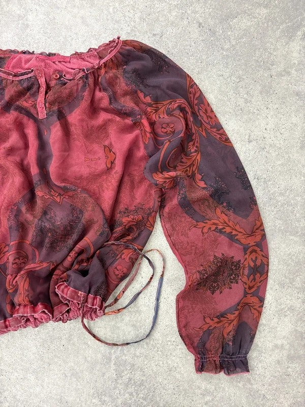puff slouchy paisley burgundy blouse