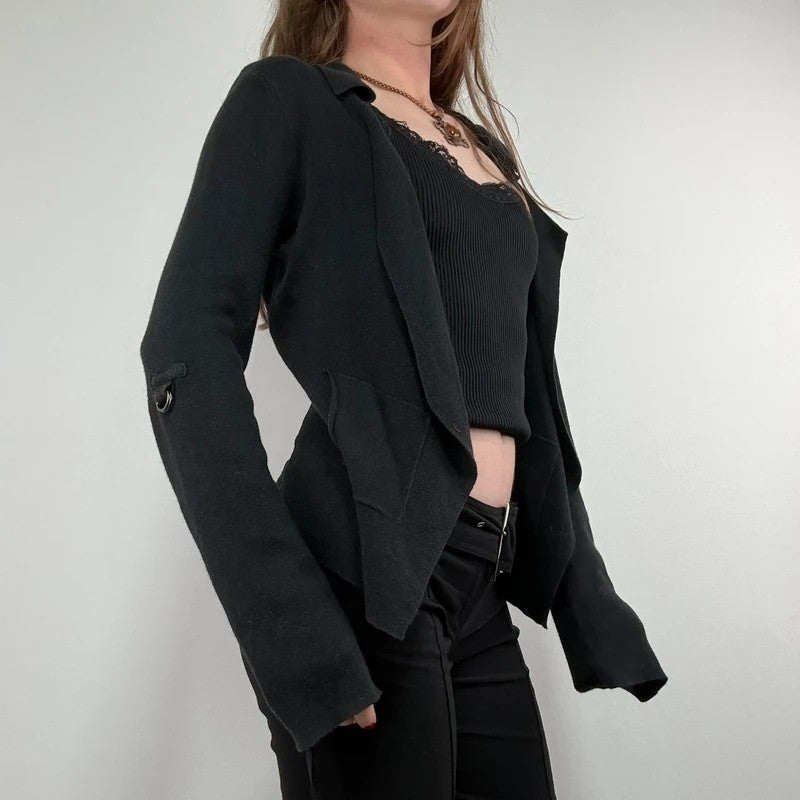 Black cop copine utility cardigan