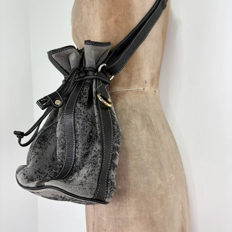 Vintage Lancel distressed leather Bucket bag