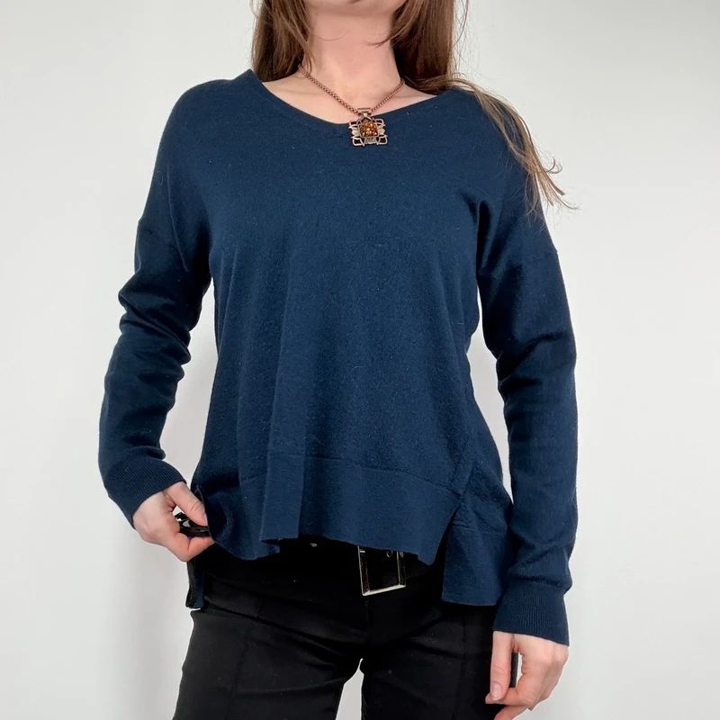 navy blue wool knitted slouchy jumper