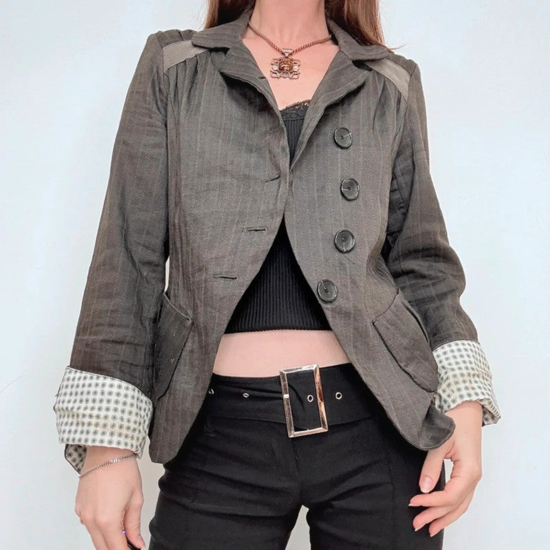 pinstripe flared asymmetric military napoleonic jacket