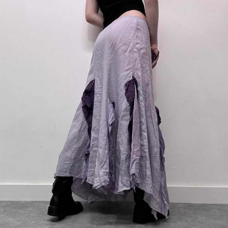 linen ruffle fairy maxi skirt