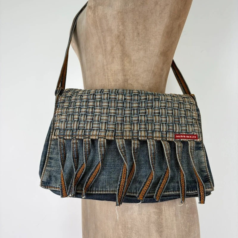 Denim woven tassel Miss sixty crossbody bag