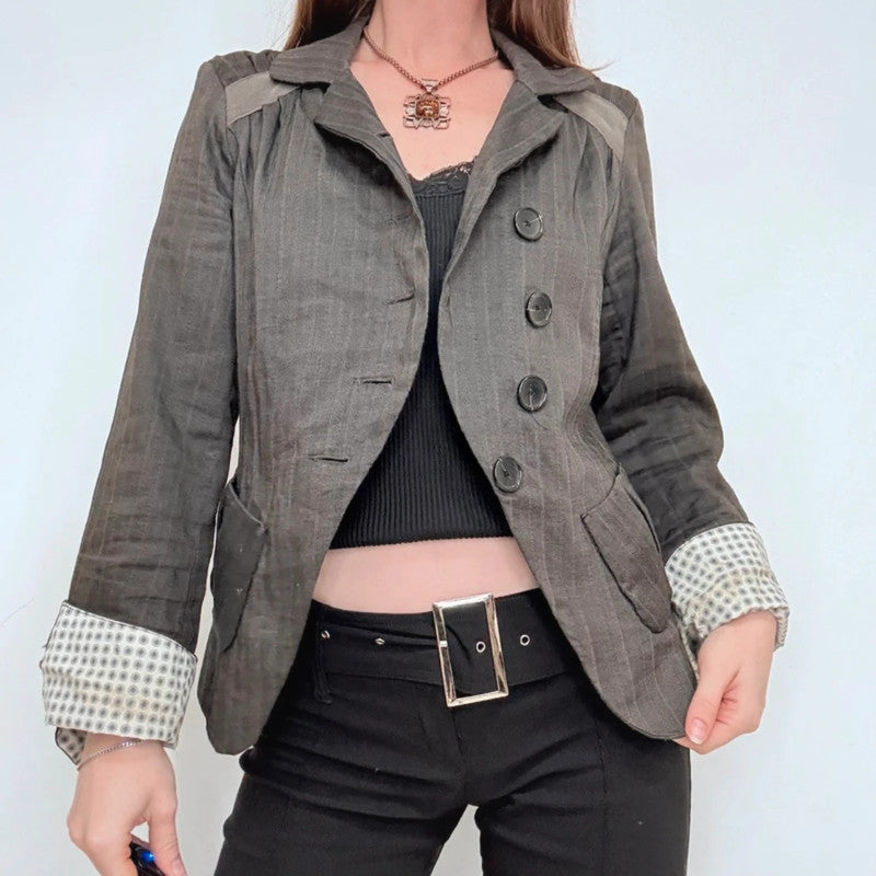 pinstripe flared asymmetric military napoleonic jacket
