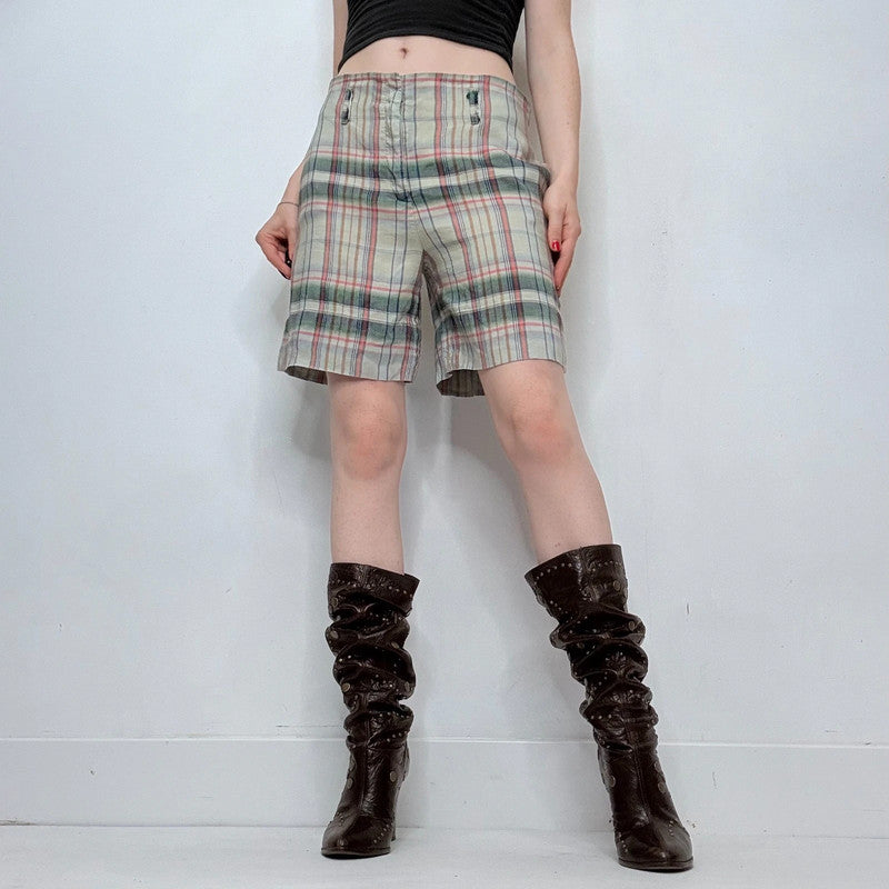 linen checked gingham shorts