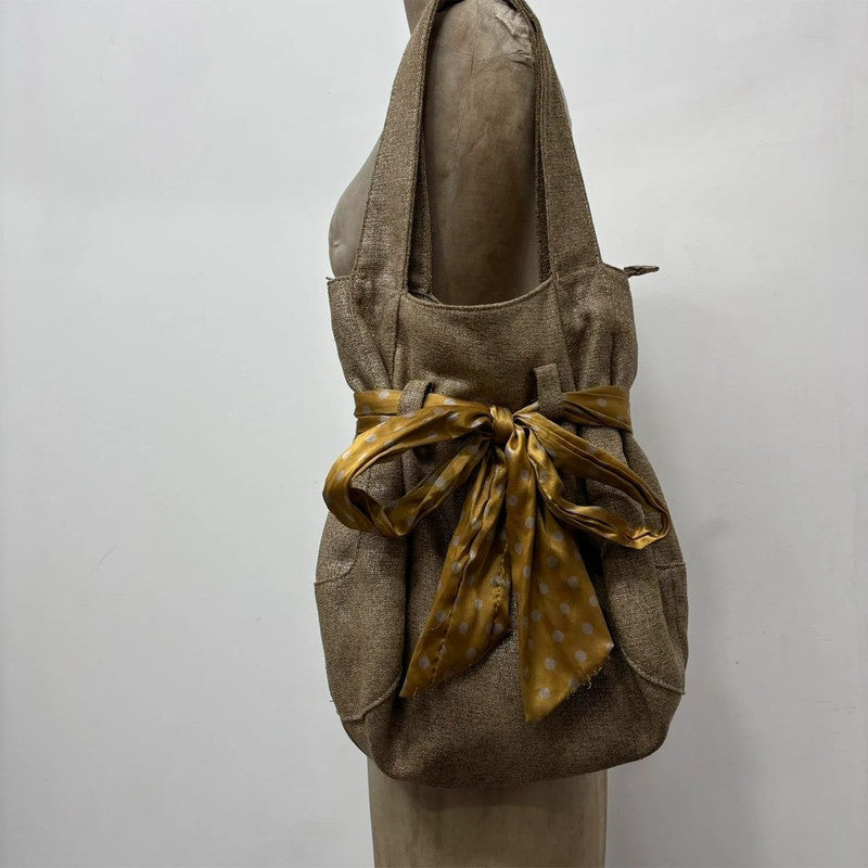 brown bow shoulder bag