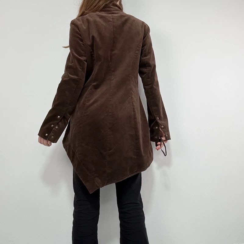 asymmetric brown cord Napoleon jacket