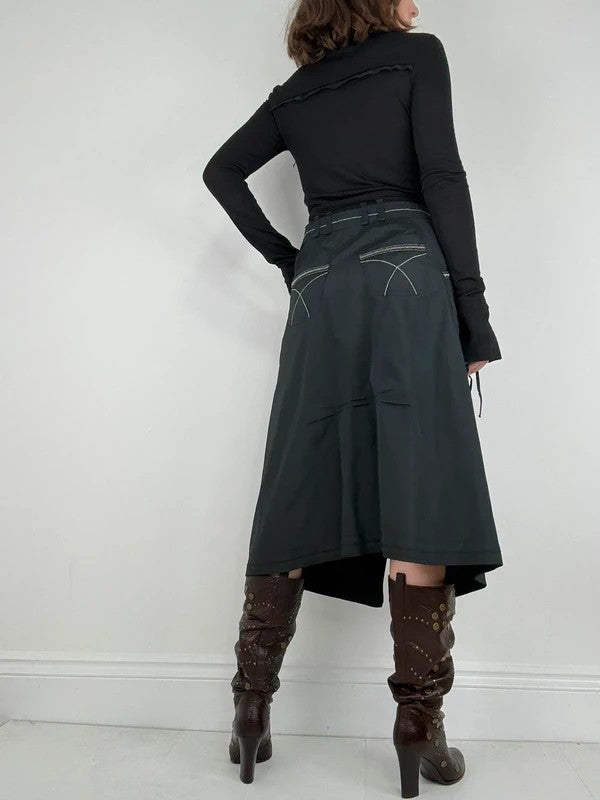 black structured grunge long sleeve dress