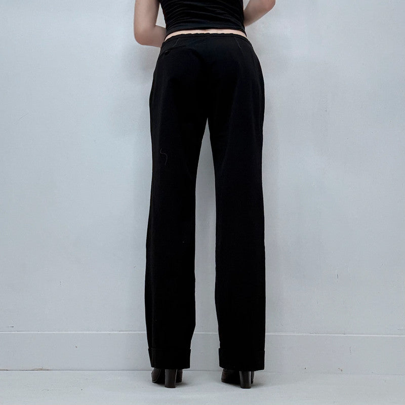 black cop copine suspender detailed trousers