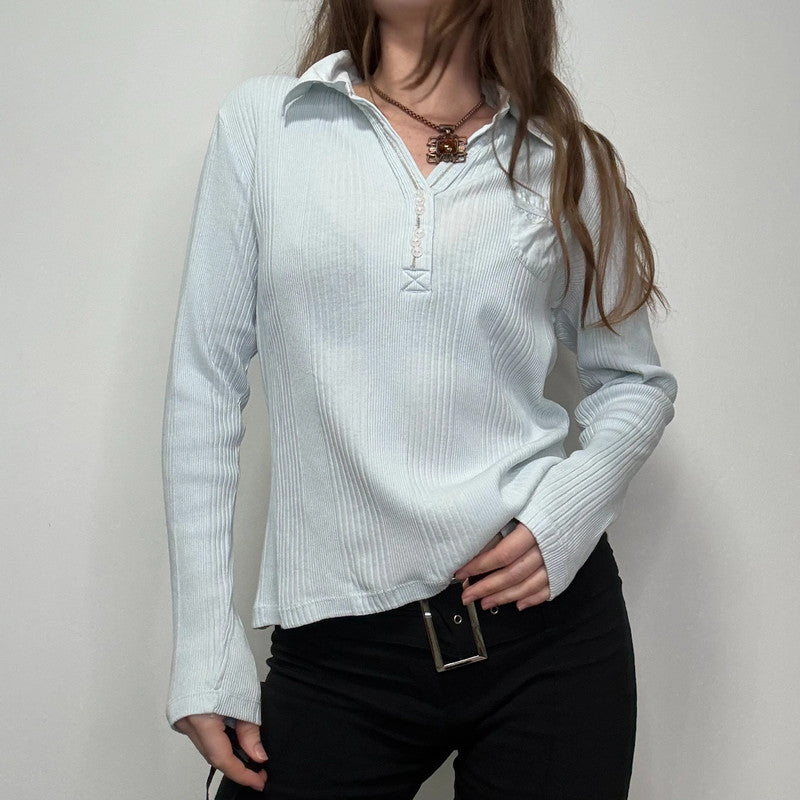 baby blue cotton ribbed shirt