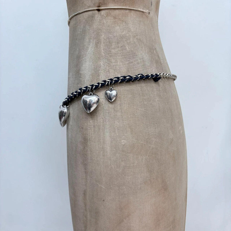 woven chunky chain love heart waist chain