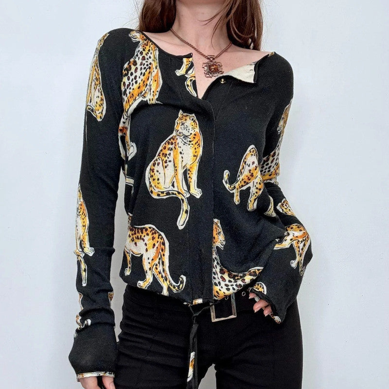 Roberto Cavalli knitted leopard print cardigan