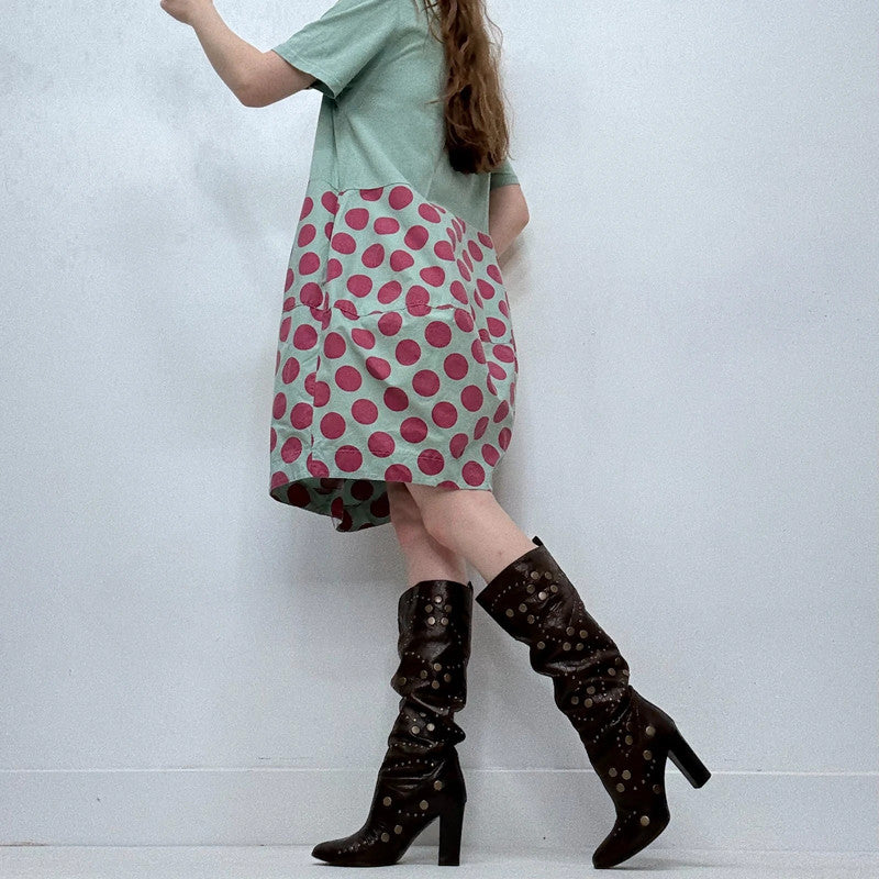 structured polka dot puff dress