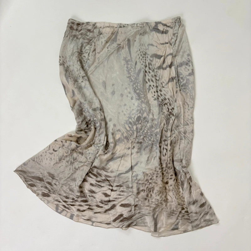 cream silk distressed bias cut maxi skirt