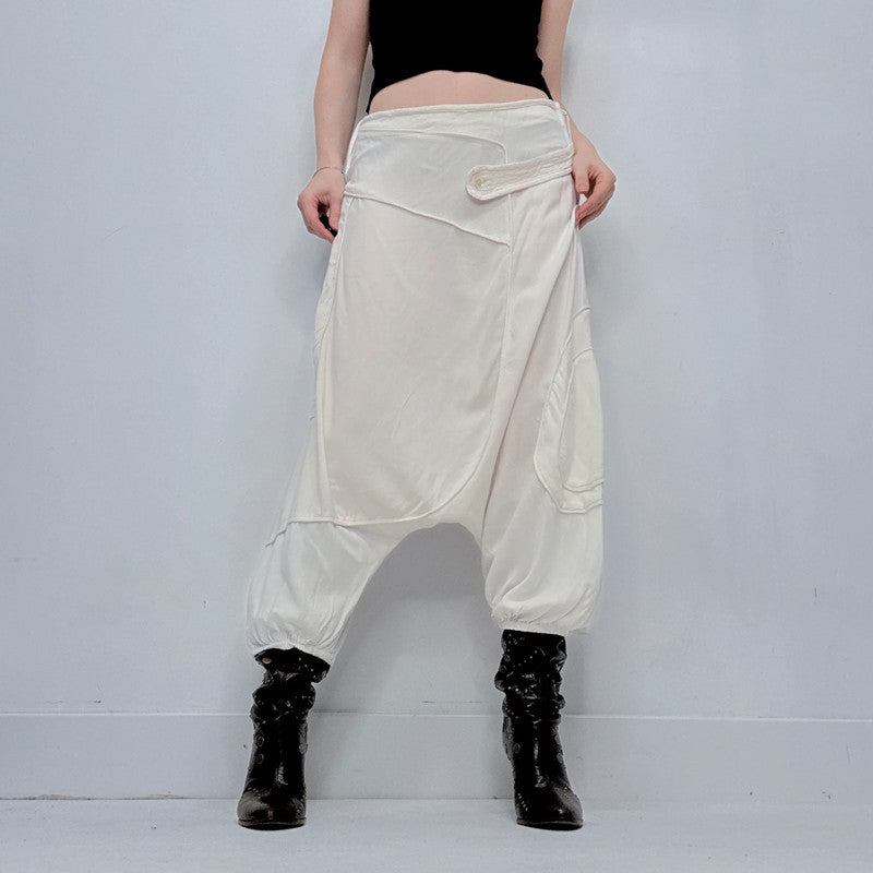 white batwing slouchy trousers