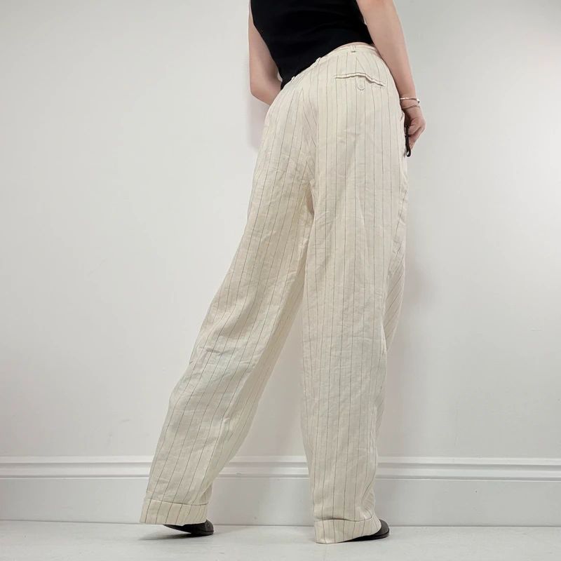 Laura Ashley vintage cream pinstripe trousers