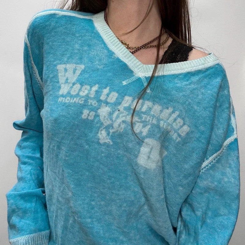 Slouchy oversized distressed knit jumper