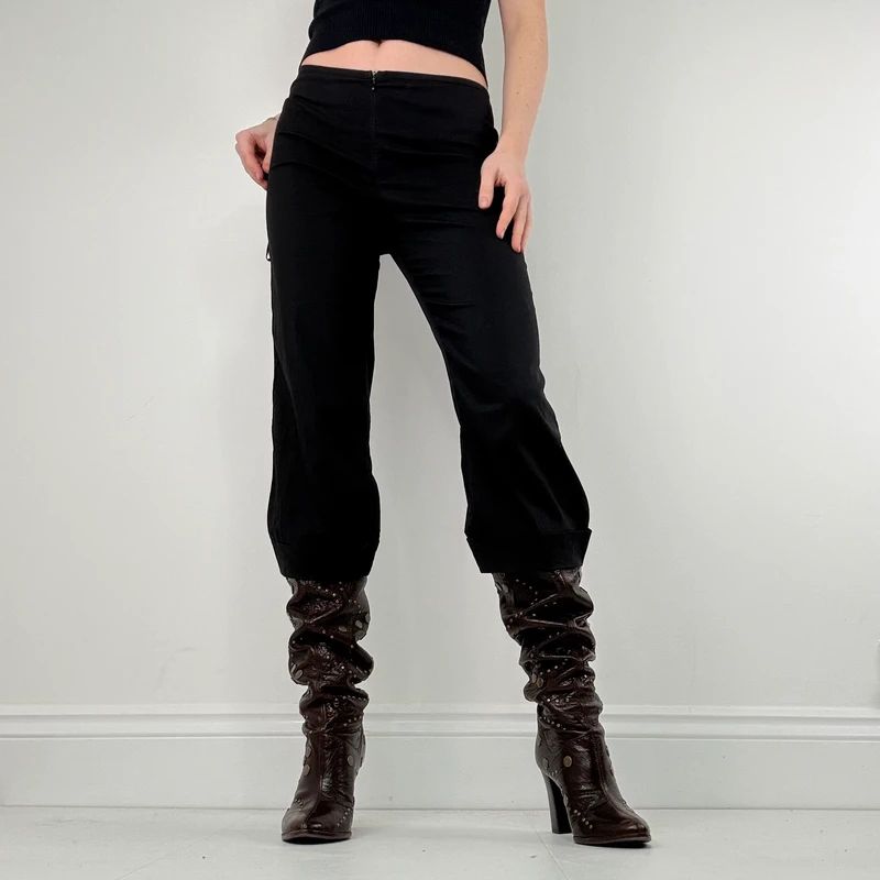black cotton Cop Copine cropped structured trousers
