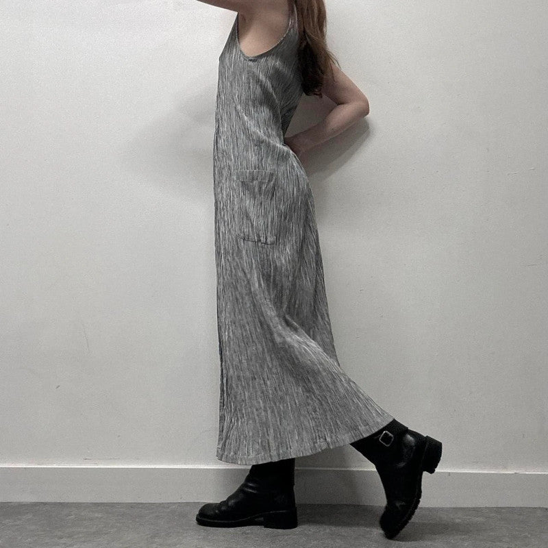 crinkle pinstripe maxi dress