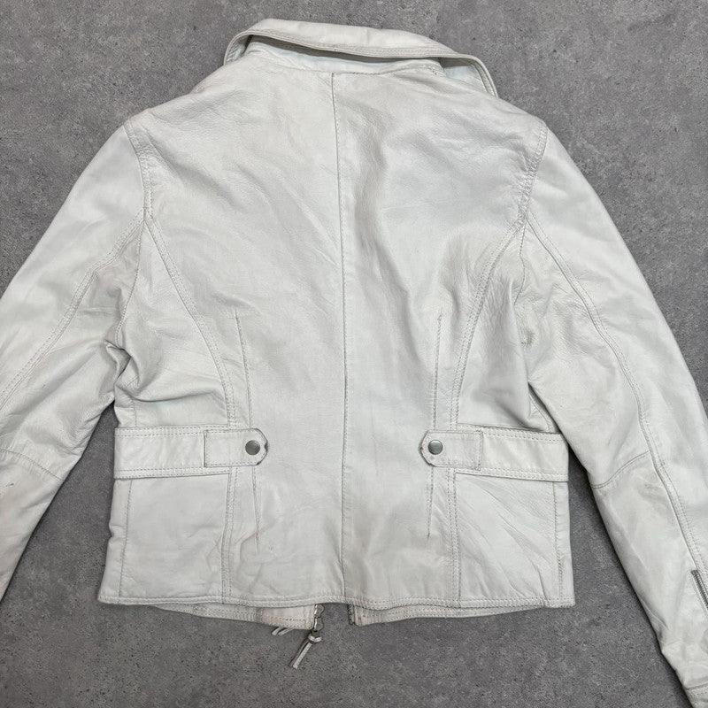 white cargo leather jacket