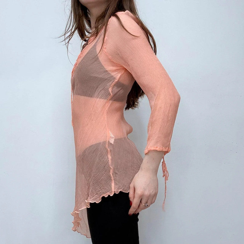 sheer silk asymmetric fairy shirt