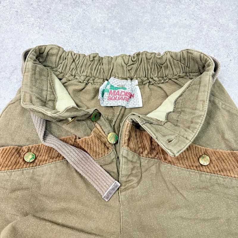 khaki retro corduroy military pants