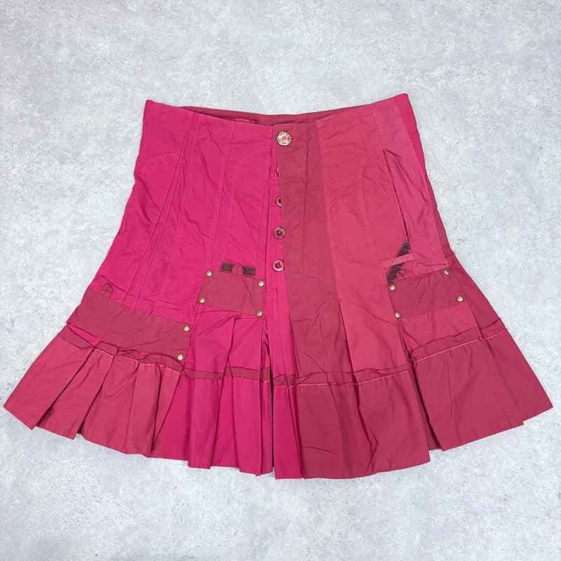 red pleated asymmetric grunge skirt