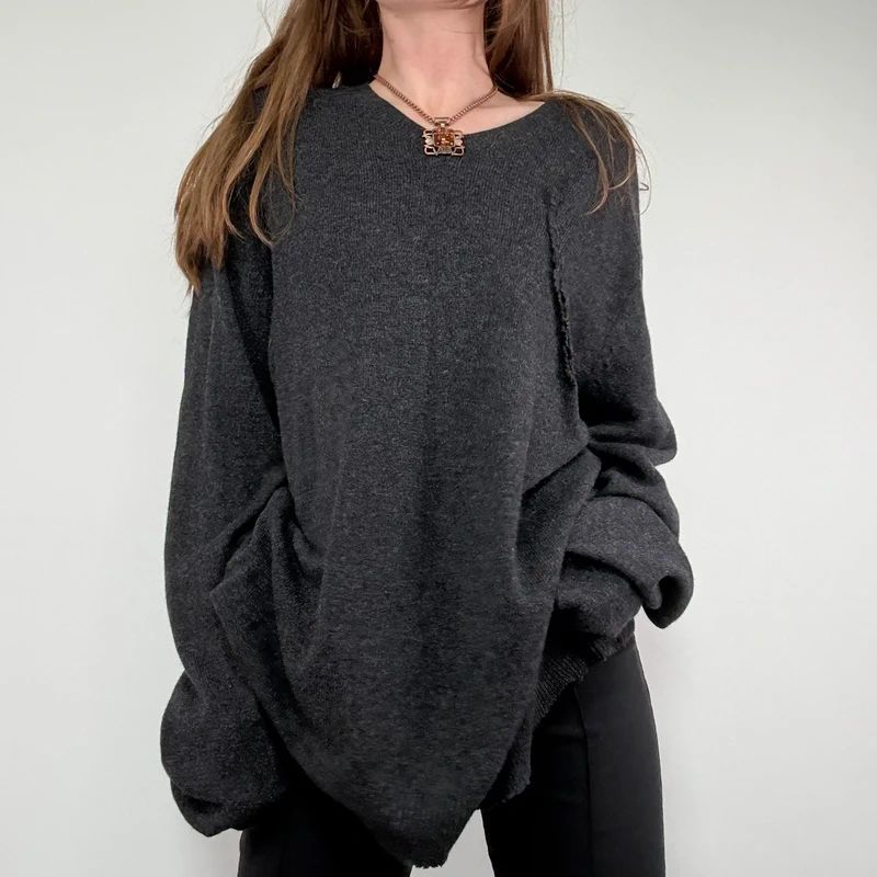 dark grey oversized wool knit