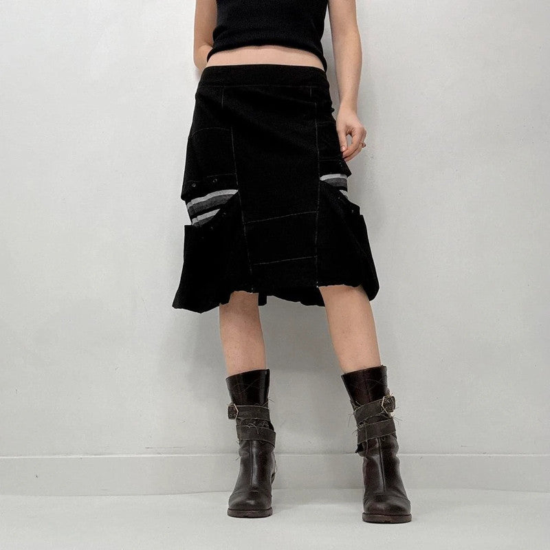 black puff midi skirt