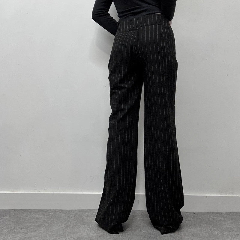 pinstripe wide leg suit pants