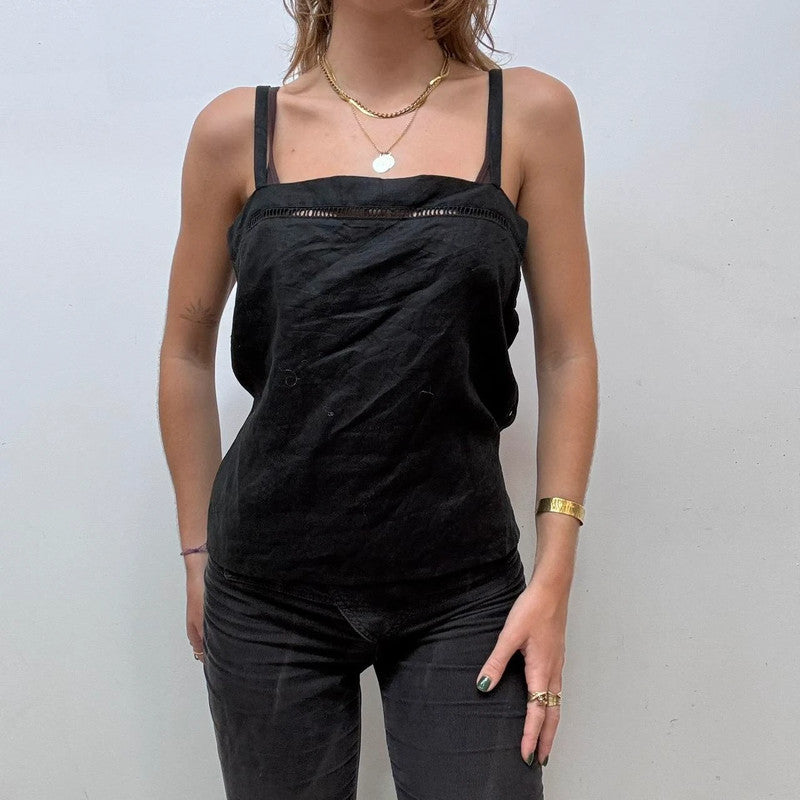 Vintage black linen vest