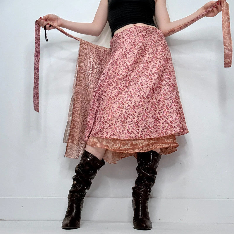 silk floaty paisley silk boho wrap skirt